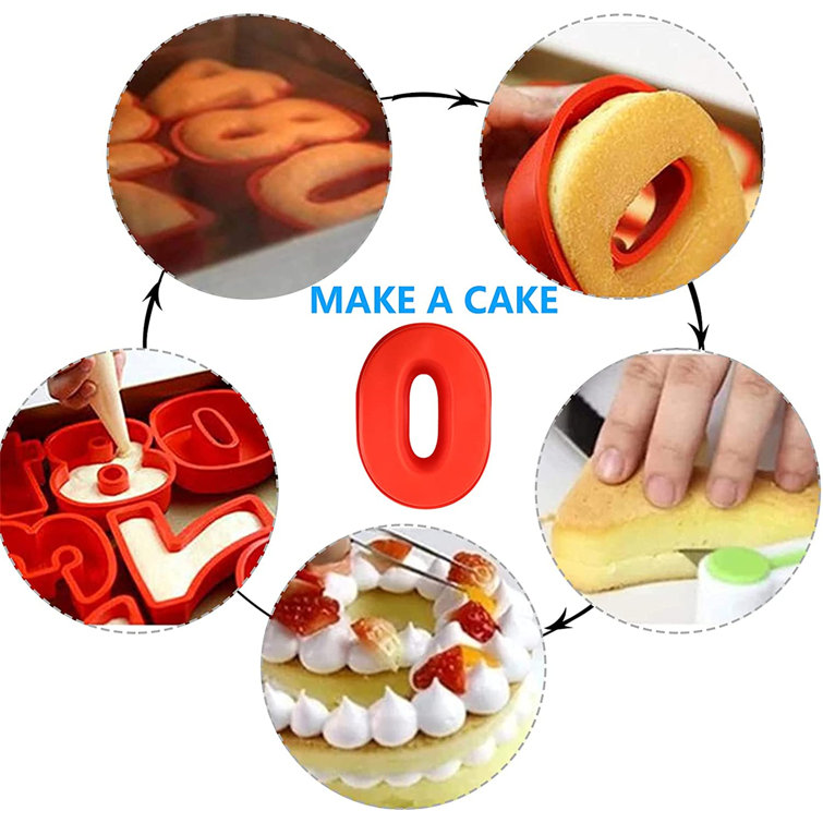 Large Silicone Number Baking Moulds Complete 0-9 Set Cake Birthday Anniversary 
