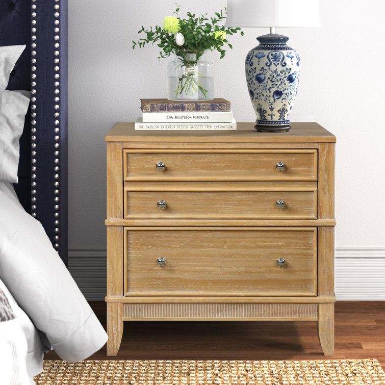 Three Posts™ Kirchner 3 Drawer Solid Wood Nightstand in Natural Wayfair