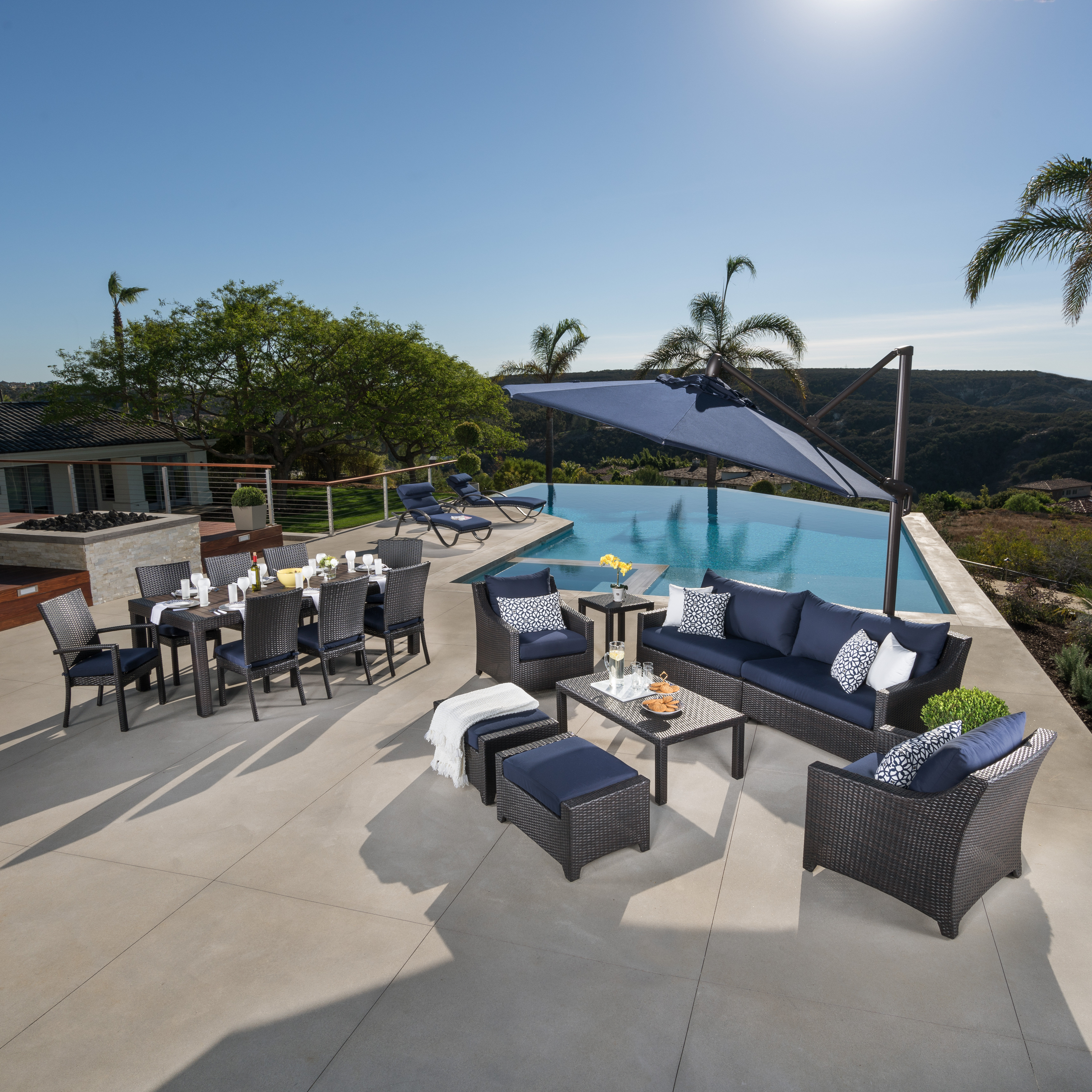 Northridge 20 Piece Rattan Sunbrella Complete Patio Set With Northridge 20 Piece Rattan Sunbrella