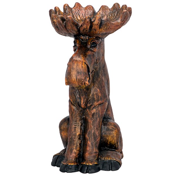 Moose Faux Carved Wood Look Figurine 7" Long Resin Statue New 