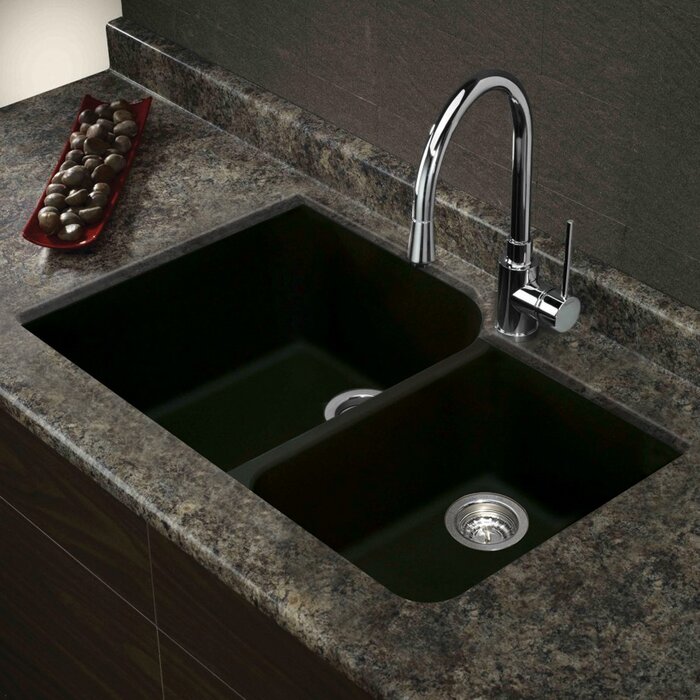 Radius 31 L X 20 W Granite Double Offset Undermount Kitchen Sink
