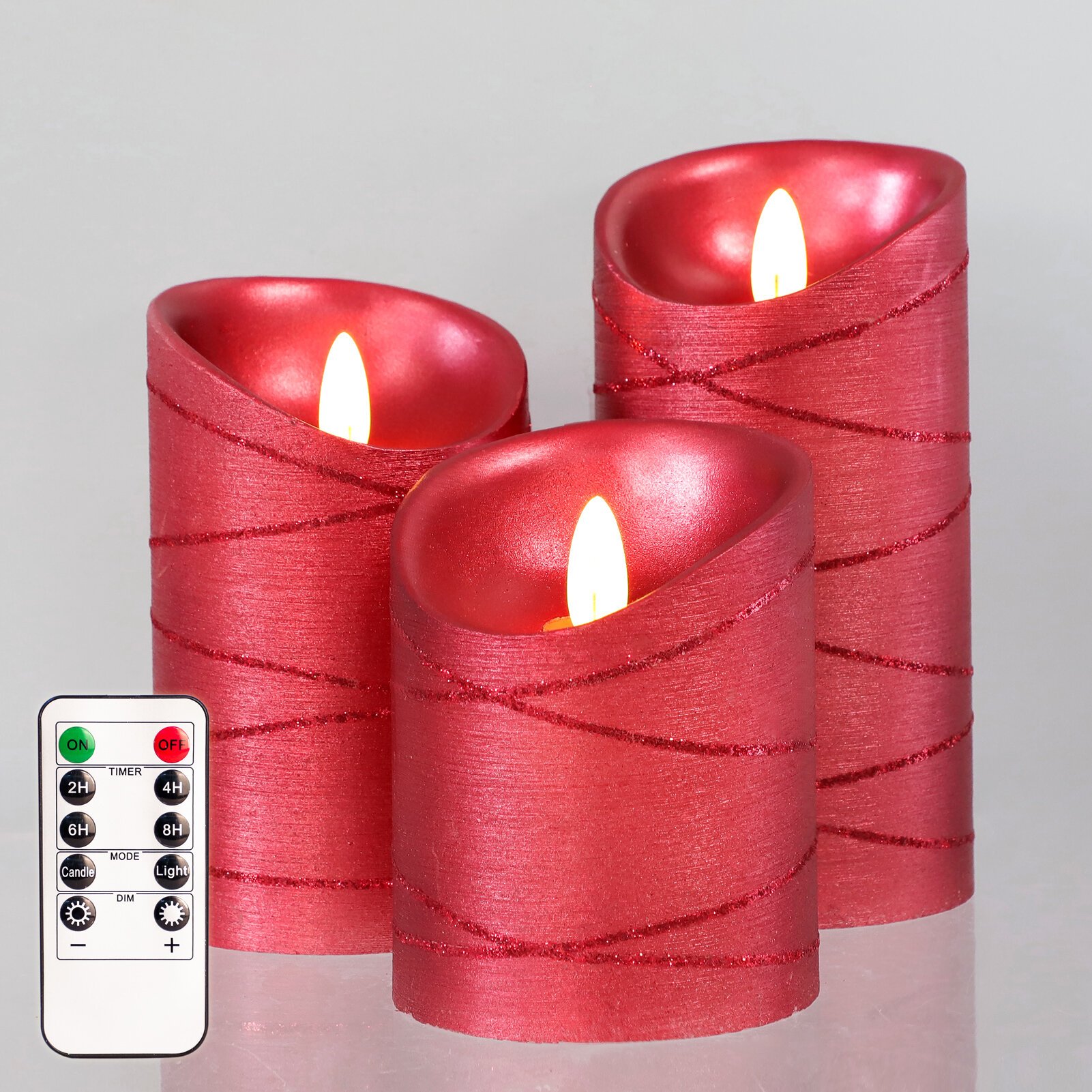 1PC Flickering Flameless Pillar Candles Light Moving Wick LED Timer Remote XMAS