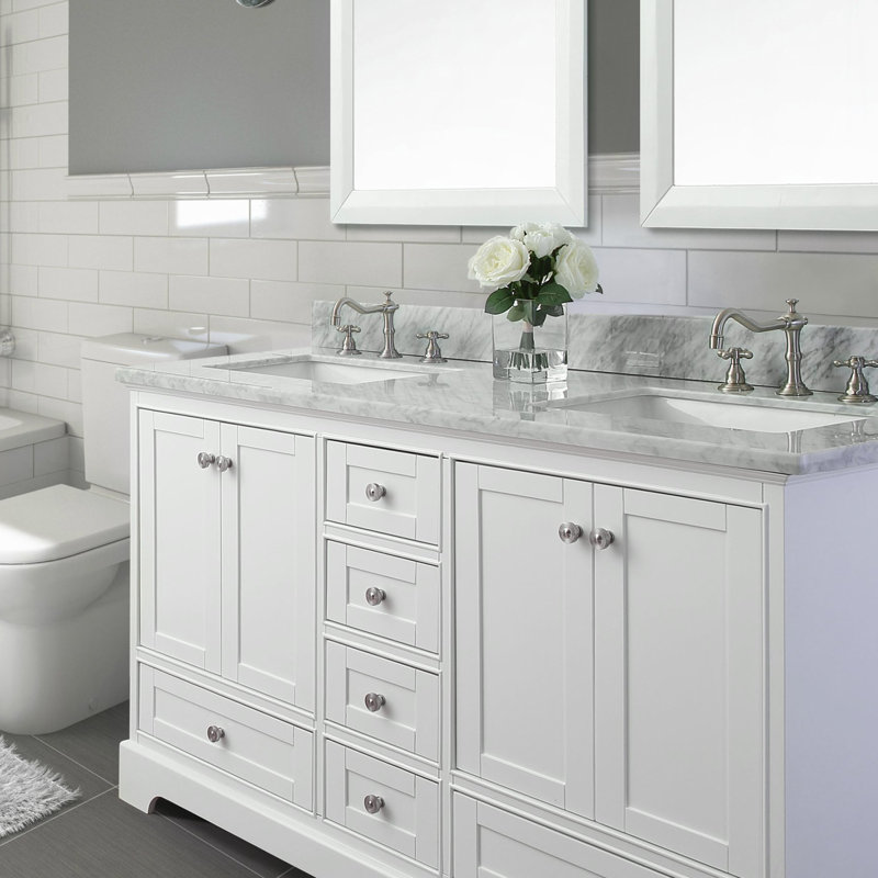 Birch Lane™ 72" Double Bathroom Vanity Set with Italian Carrara White Marble Top & Reviews | Wayfair