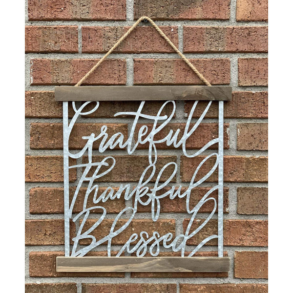 Gracie Oaks Grateful Thankful Blessed Wood Hanging Wall ...