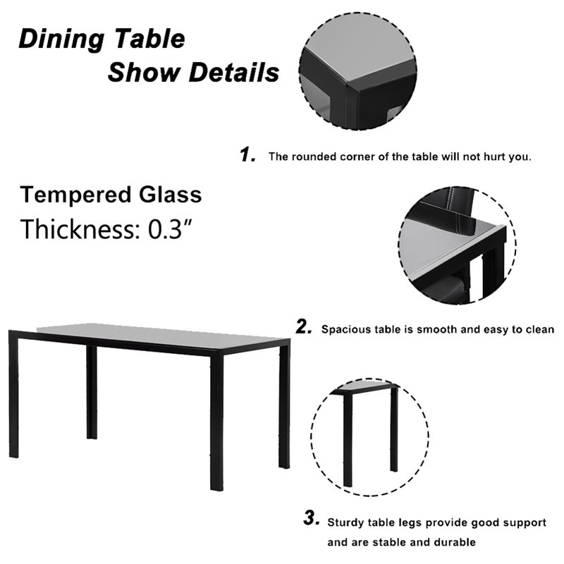Ivy Bronx 7 Piece Modern Dining Table Set With Tempered Glass Top Table And 6 Leather Padded Chairs For Living Room Dining Room Kitchen Restaurant Wayfair Ca
