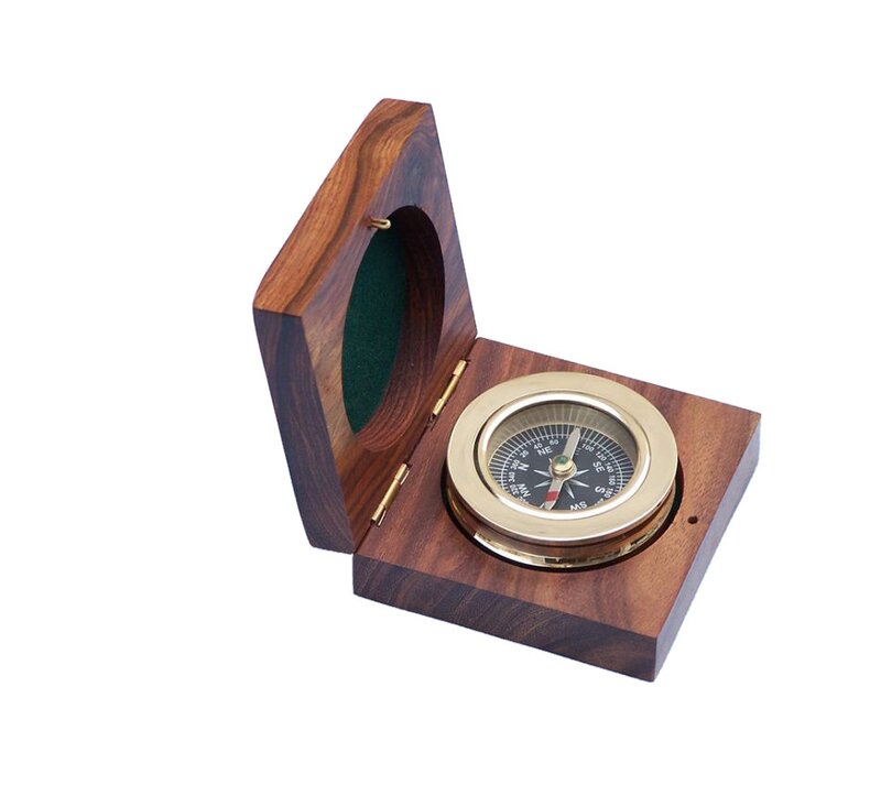 Breakwater Bay Ceylon Paperweight Compass With Rosewood Box