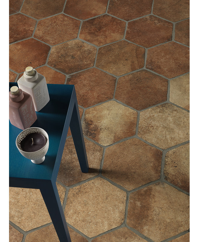 Newberry Hexagon 10" x 11" Porcelain Field Tile in Cotto