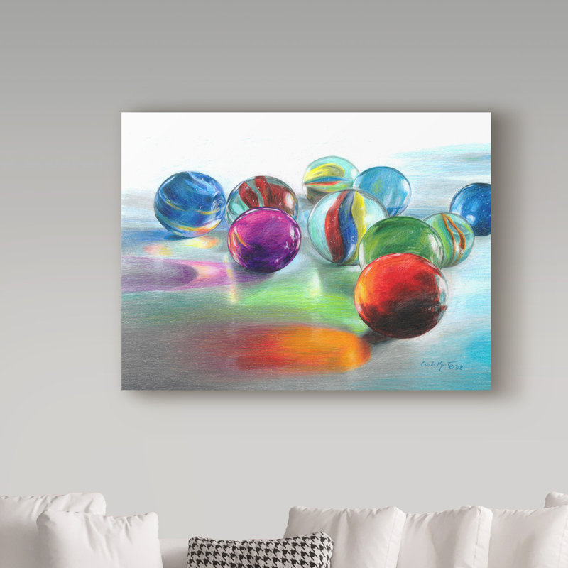 Ebern Designs Red Marble Acrylic Painting Print On Wrapped