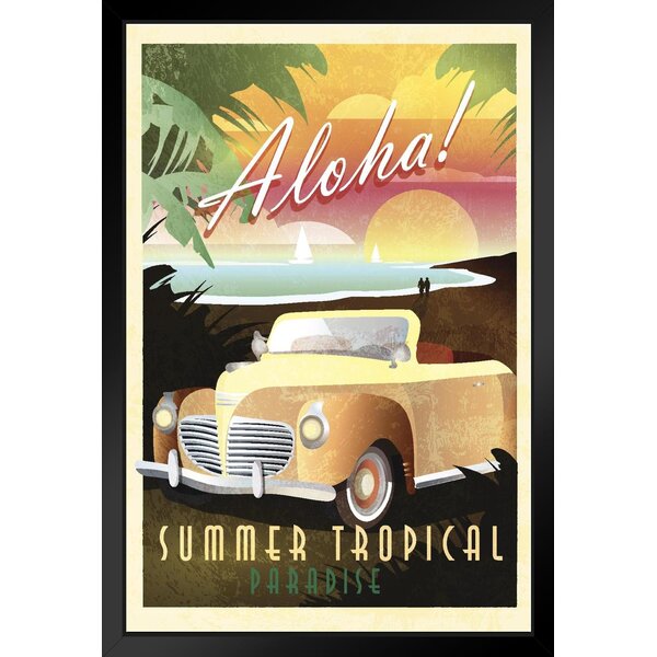 Hawaii Hawaiian Beach Sunset Airplane United States Travel Advertisement Poster 