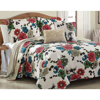 August Grove Lithonia Ruffle Lace Cotton Quilt Set Wayfair