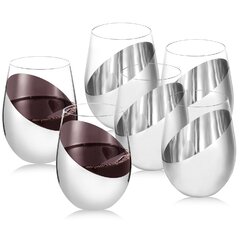 Embellished Silver Tone 5 inch Glass Rhinestone Iron Metal Wine Glasses Set of 3