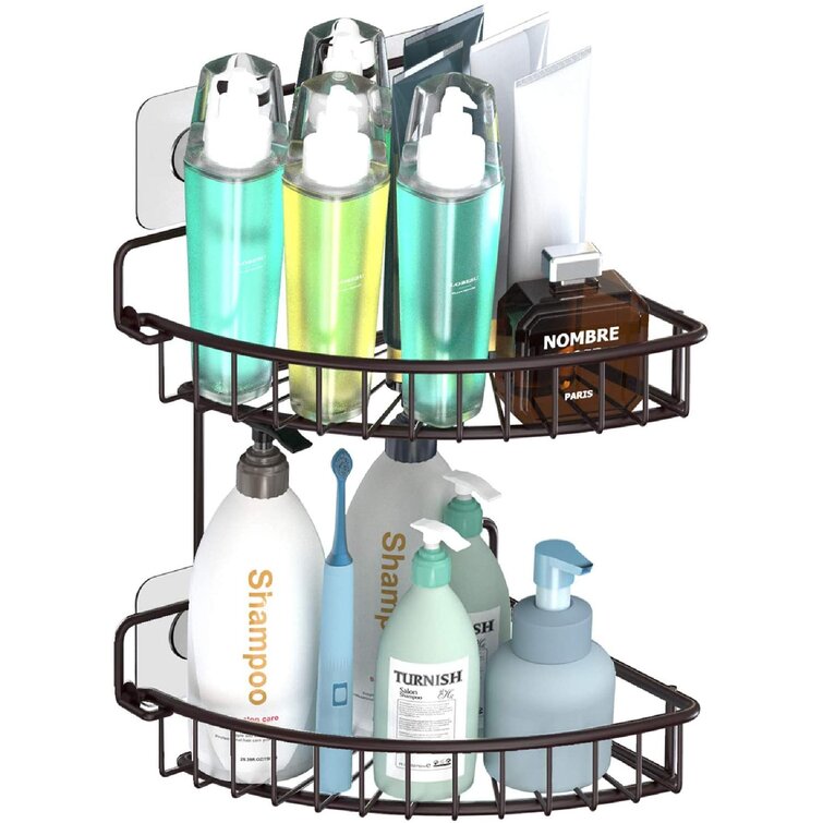 Adhesive Shampoo Wall Mounted Corner Storage Rack Organizer Bathroom Shelf