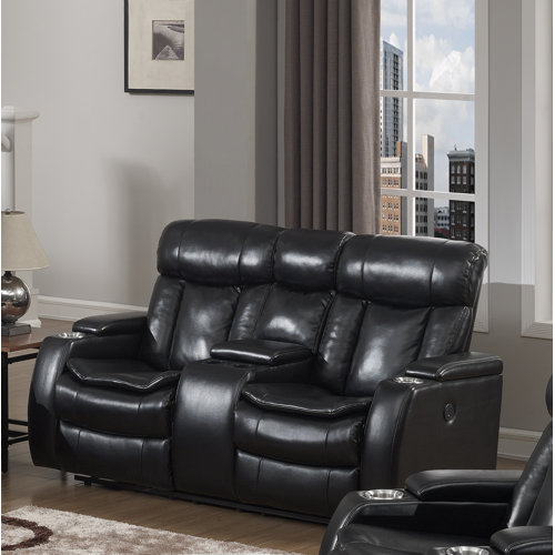 Latitude Run® Hallett 72" Faux Leather Square Arm ...