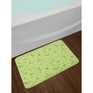 Hunter Green Bathroom Rugs Wayfair Flowers Pistachio And Hunter Green Dragonfly Bath Rug