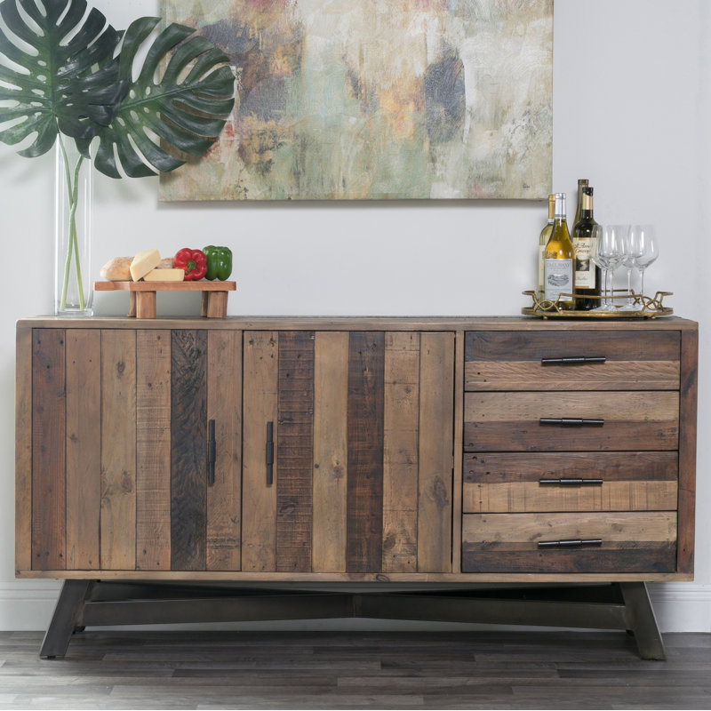 Trent Austin Design Lapish 65 Wide 4 Drawer Pine Wood Buffet