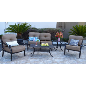 Nola 5 Piece Deep Seating Group with Sunbrella Cushion