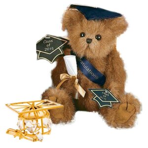 Bearington Plush Smarty Graduation Teddy Bear Ornament