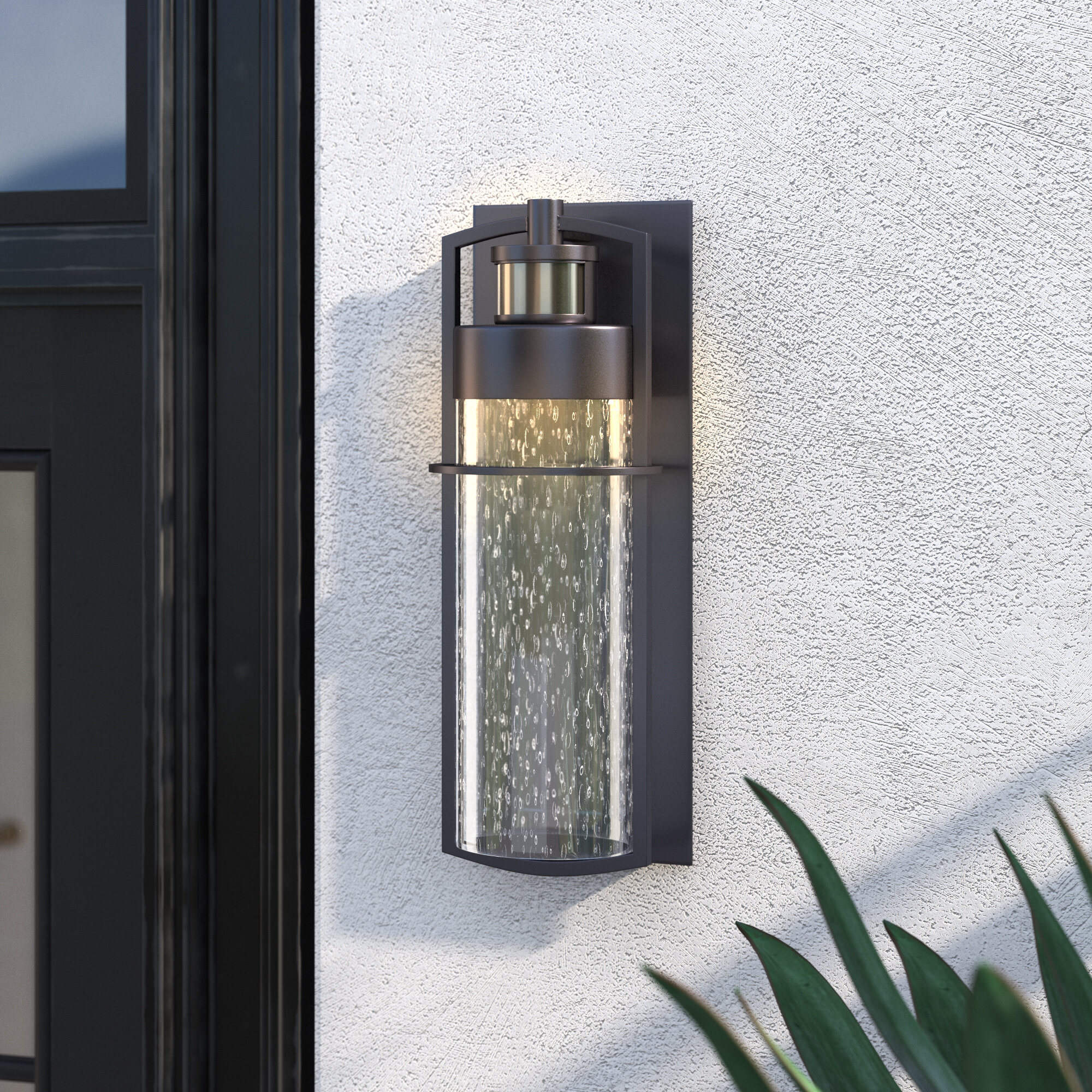 Outdoor Wall Mount Lantern Sconce Motion Sensor Integrated LED Light Fixture