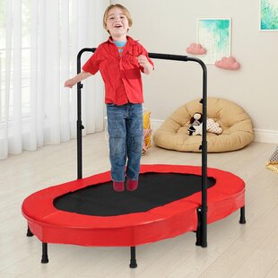 BCAN 36'' Mini Folding Ages 2 to 5 Toddler Trampoline with Handle for Kids Indoor/Garden Toddlers Trampoline with Super Safe Padded Cover for Toddlers Two Ways to Assemble The Handle 