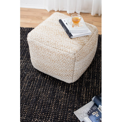 Maryann 22" Wide Square Geometric Pouf Ottoman