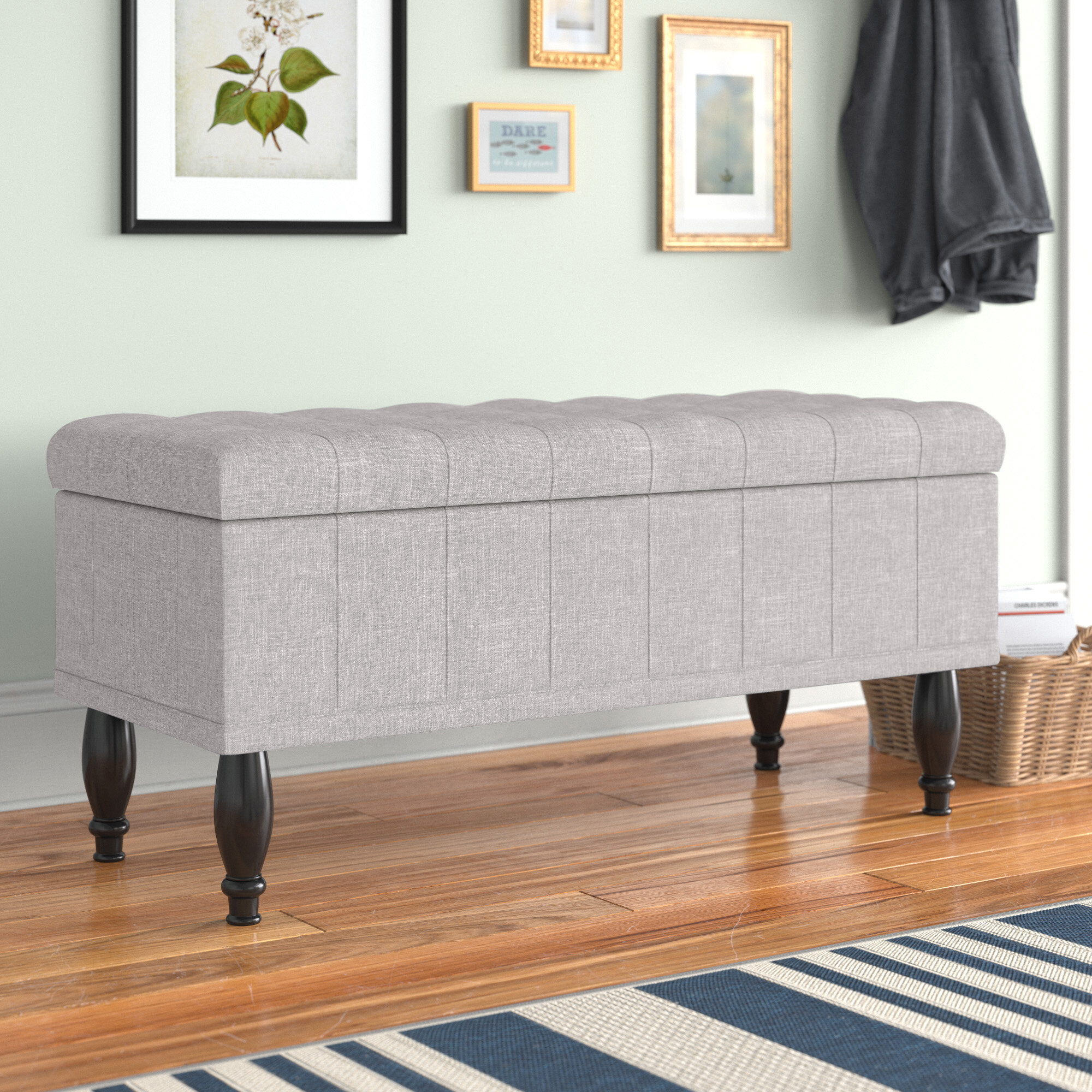 Caffin Upholstered Flip Top Storage Bench