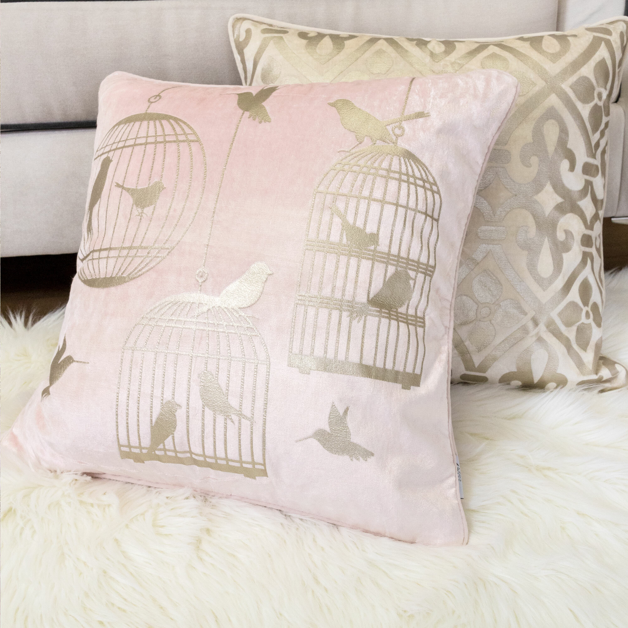 Rosdorf Park Tubbs Bird Cage Velvet Throw Pillow Wayfair