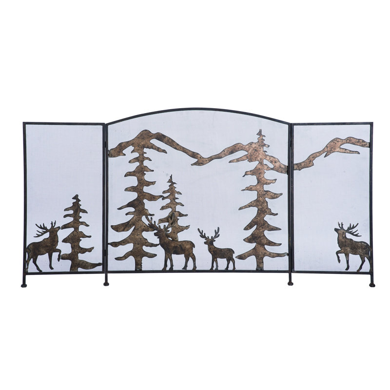 The Holiday Aisle Metal 51 In Multicolor Christmas Reindeer Fireplace Screen Wayfair Ca