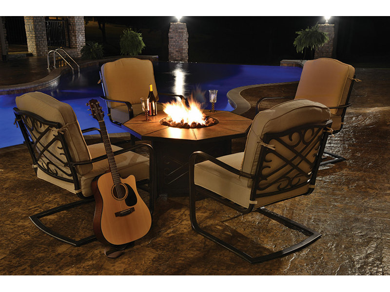 Northlight Harmony 5 Piece Bar Height Dining Set With Cushions And Firepit Wayfair