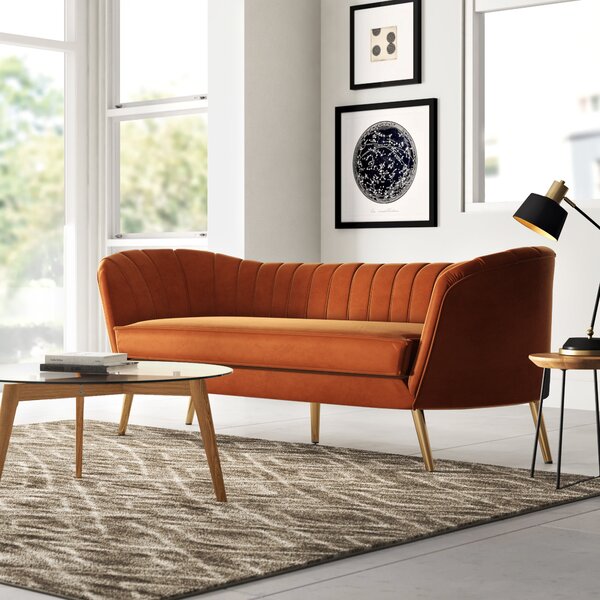 Burnt Orange Velvet Sofa