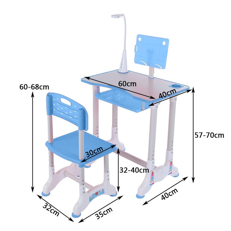 Childs Drawing Writing Table Adjustable Height for Childrens Bedroom Office Living Room Class Children Study Table and Chair Set with Drawer Pink