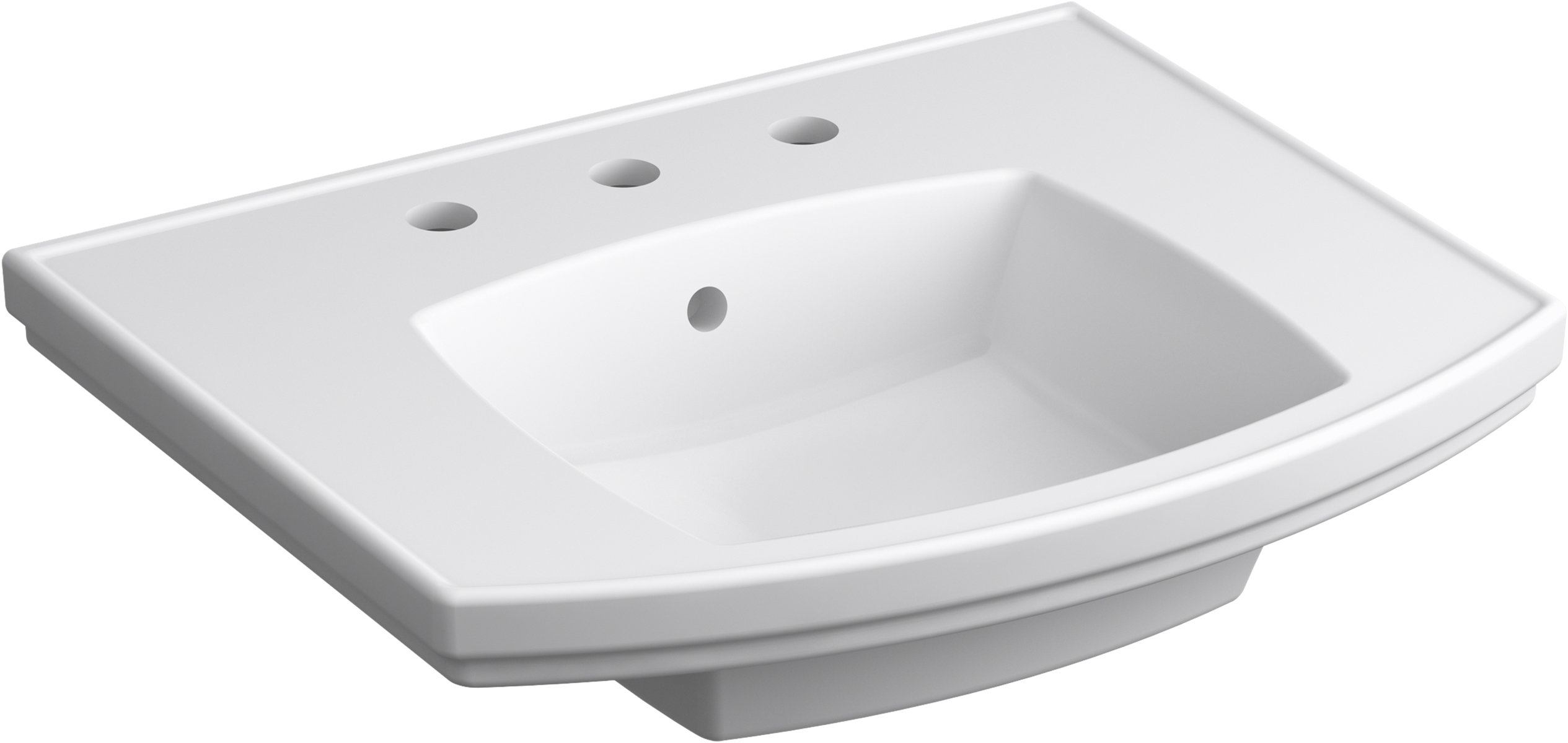 Kohler Kelston® Vitreous China Rectangular Pedestal Bathroom Sink with