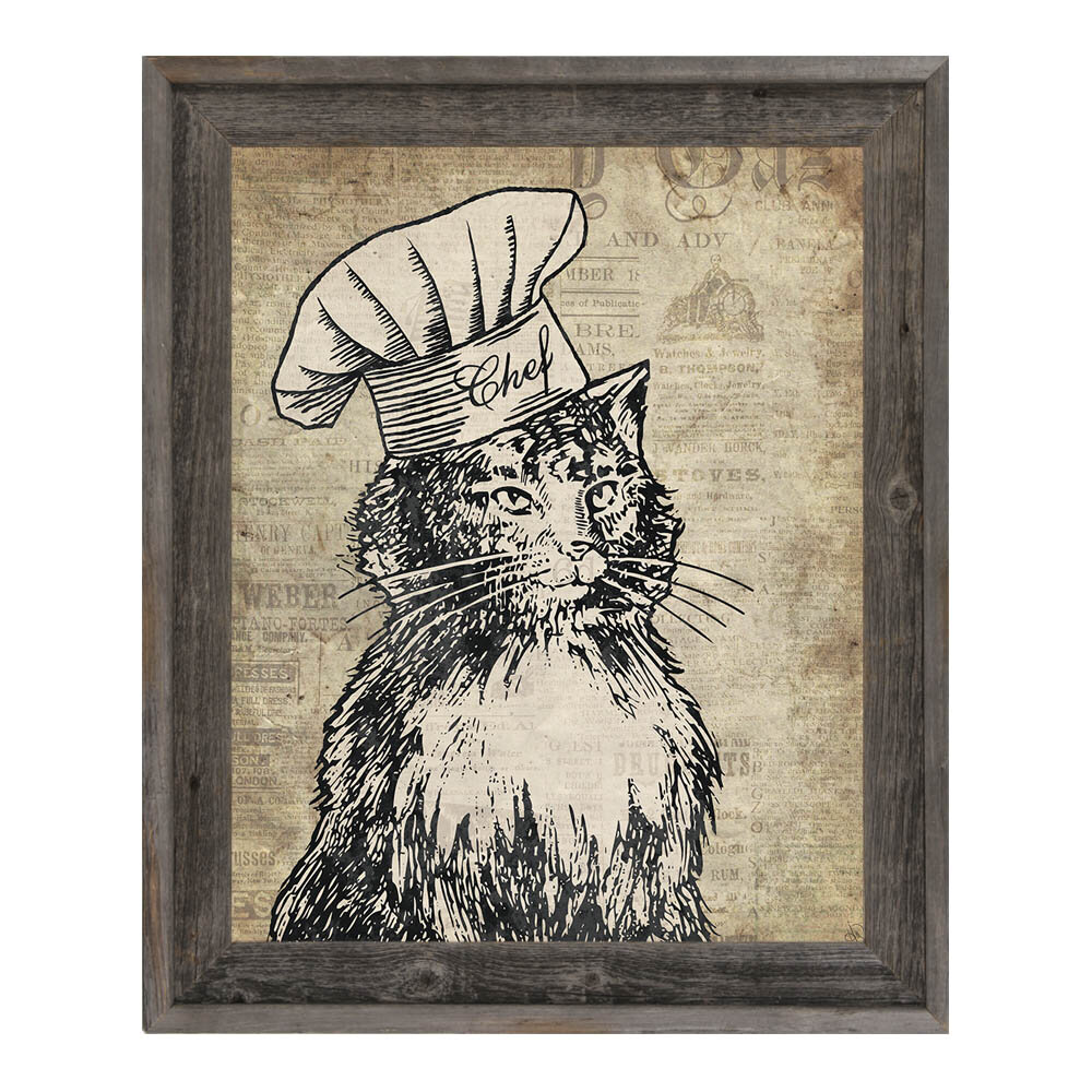 Click Wall Art Chef Cat Brown Framed Graphic Art Wayfair