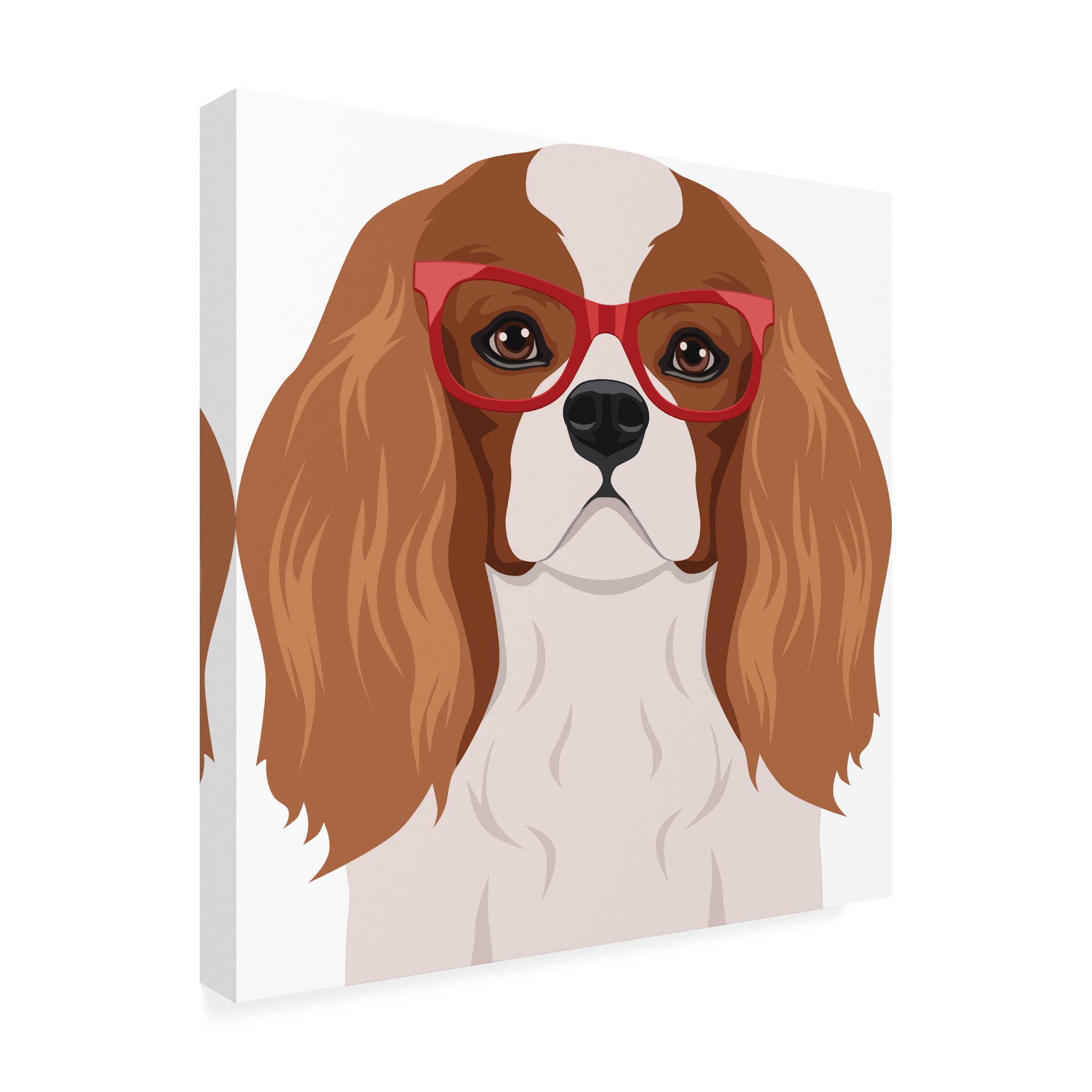 Cavalier King Charles Spaniel Wearing Hipster Glas Cavalier King Charles Spaniel Wearing Hipster Glasses by Wrapped Canvas Art | Wayfair