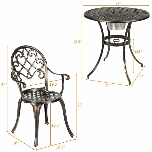 Charlton Home® Horta Round 2 - Person 27'' Long Bistro Set & Reviews ...