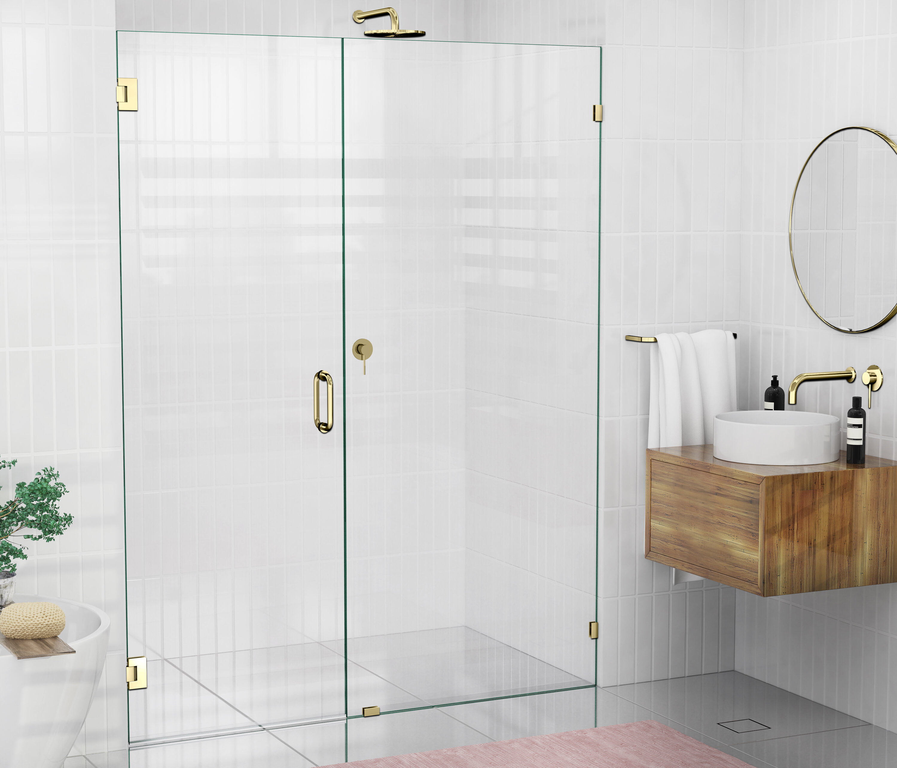 Glass Warehouse 58 W X 78 H Hinged Frameless Shower Door Reviews Wayfair