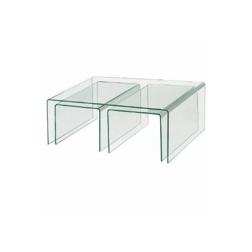 House Of Hampton Clear Bent Glass 3 Piece Nesting Tables Wayfair Ca