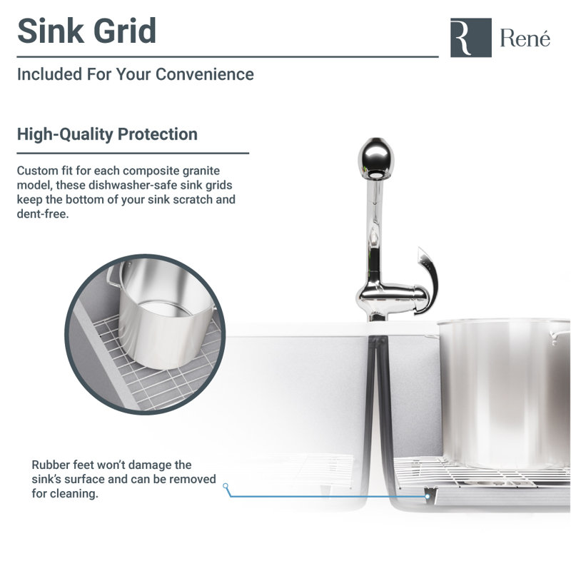 Rene Granite Composite 33 L X 18 W Undermount Kitchen Sink With Basket Strainer Reviews Wayfair
