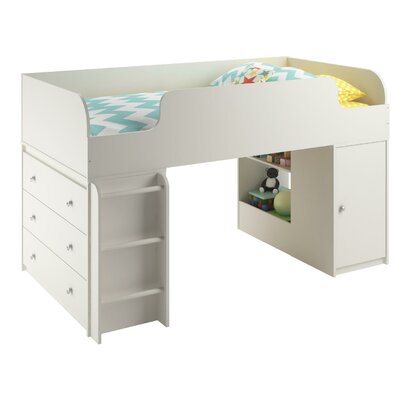 Mack Milo Amak Panel Twin Loft Bed With Drawers And Bookcase And