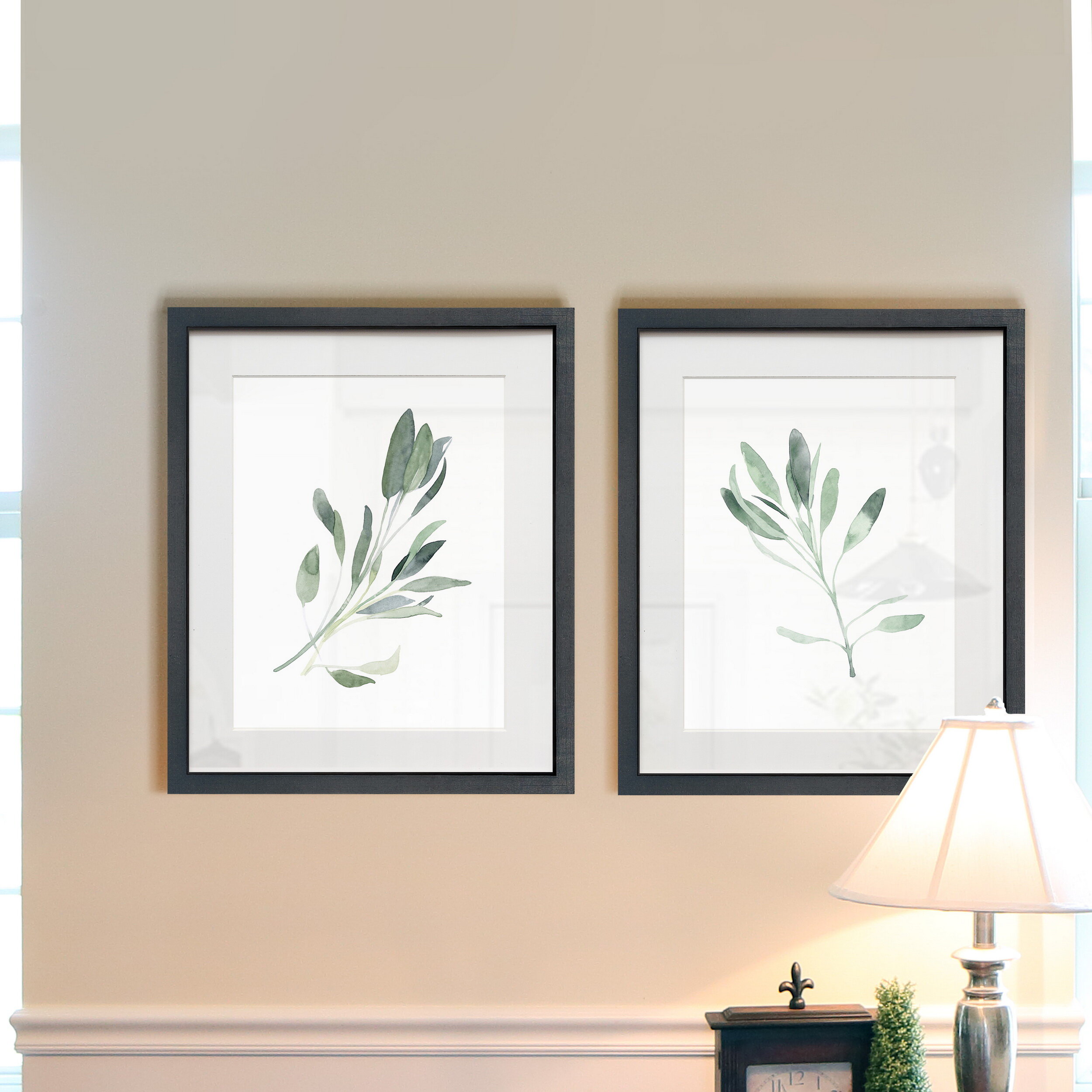 Gracie Oaks Simple Sage II - 2 Piece Picture Frame Painting | Wayfair