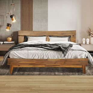 queen wood platform bed with headboard