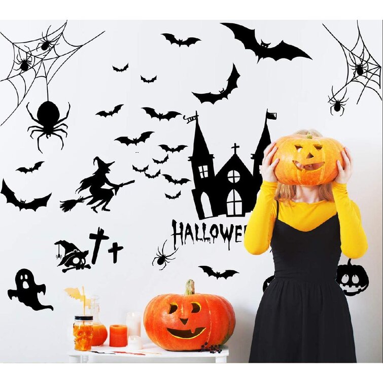 HALLOWEEN Wall Stickers Decor Decal Ghost Pumpkin Cat Scary Bat Party Decoration