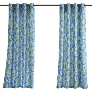Perrysburg 3M Scotchgard Nature/Floral Room Darkening Outdoor Grommet Single Curtain Panel