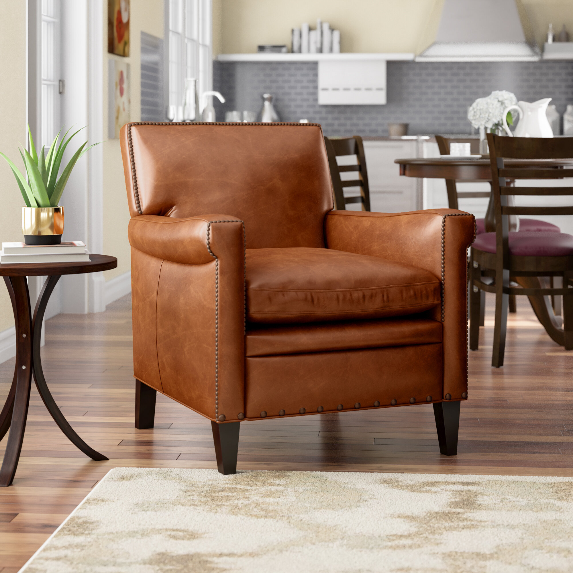 Hooker Furniture Jilian 31 Wide Genuine Leather Top Grain Leather Club Chair Reviews Wayfair