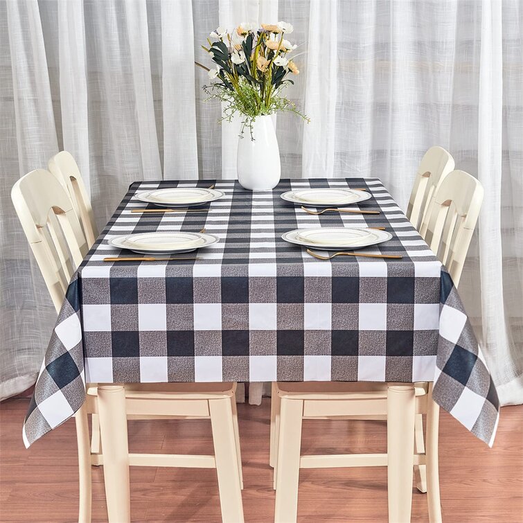Rectangle Tabletop Decoration Washable Tablecloth Checkerboard Seamless Pattern Black and White Tablecloth Oil-Proof/Waterproof/Wrinkle Free/Stain Resistant Polyester Tablecloth for Kitchen Room