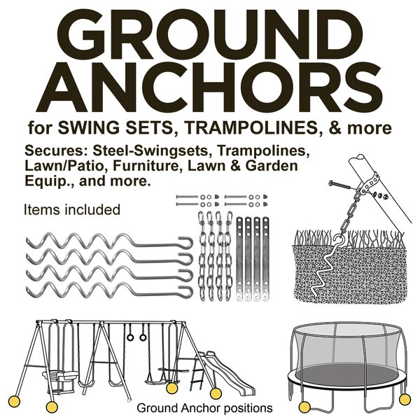 XDP Recreation Swing Set Trampoline & Patio Furniture Metal Ground Anchor Kit 