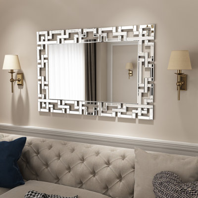 Adalya Wall Mirror Rectangular Art Style Decorative Mirror for Living Room Bedroom Entryway Horizontal Vertical