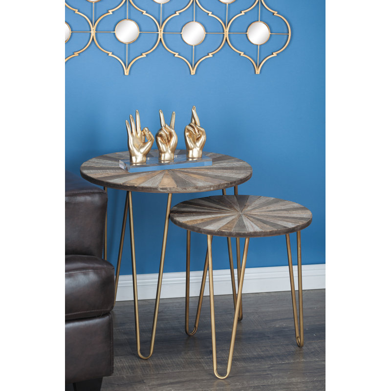 Union Rustic Viviano 2 Piece Metal Wood End Table Set Reviews