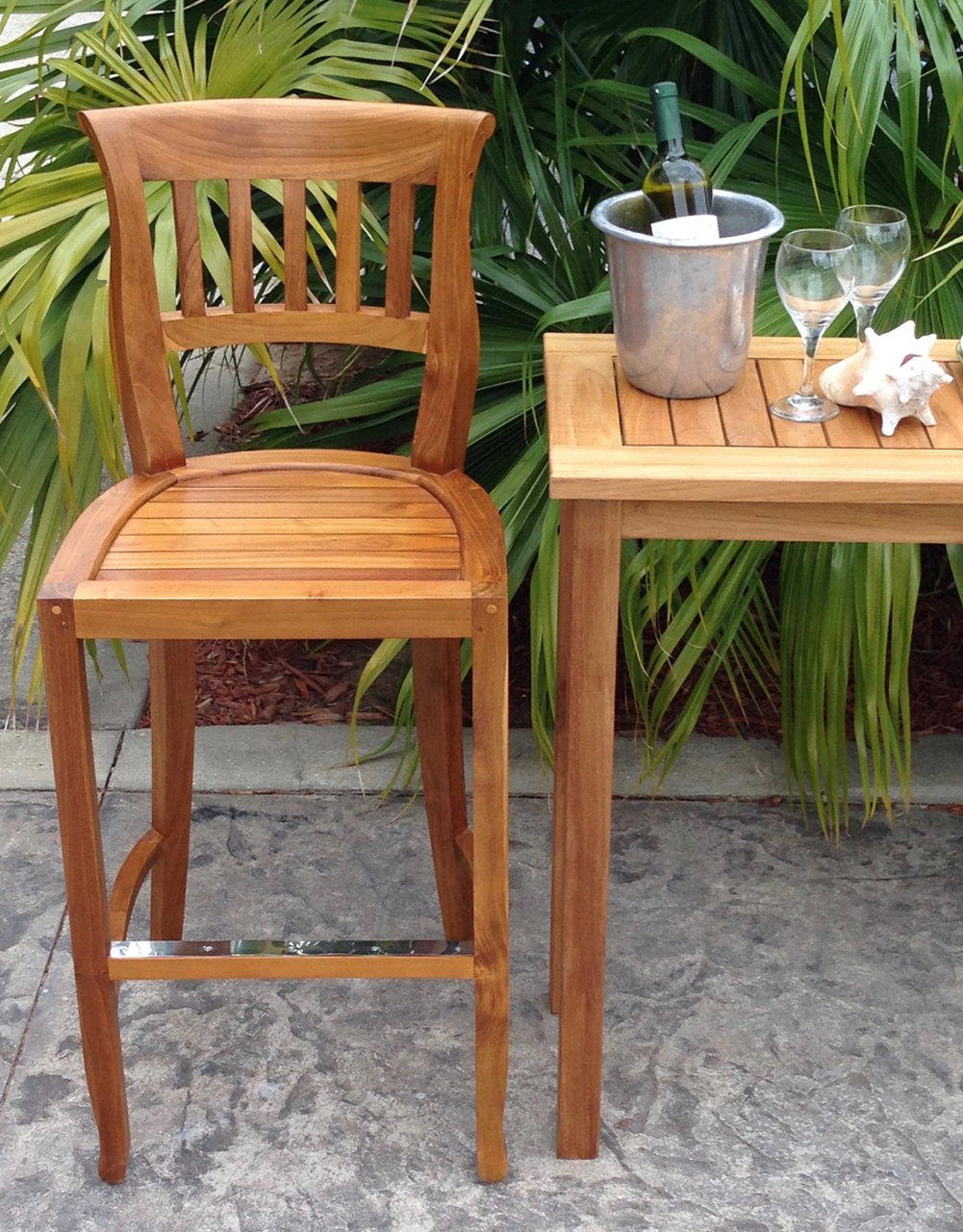 outdoor teak bar cart on Bay Isle Home Freeport Outdoor 24 Teak Patio Bar Stool Wayfair