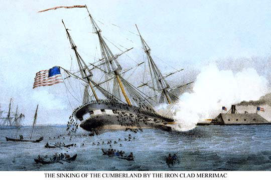 Buyenlarge The Sinking Of The Cumberland At The Battle Painting