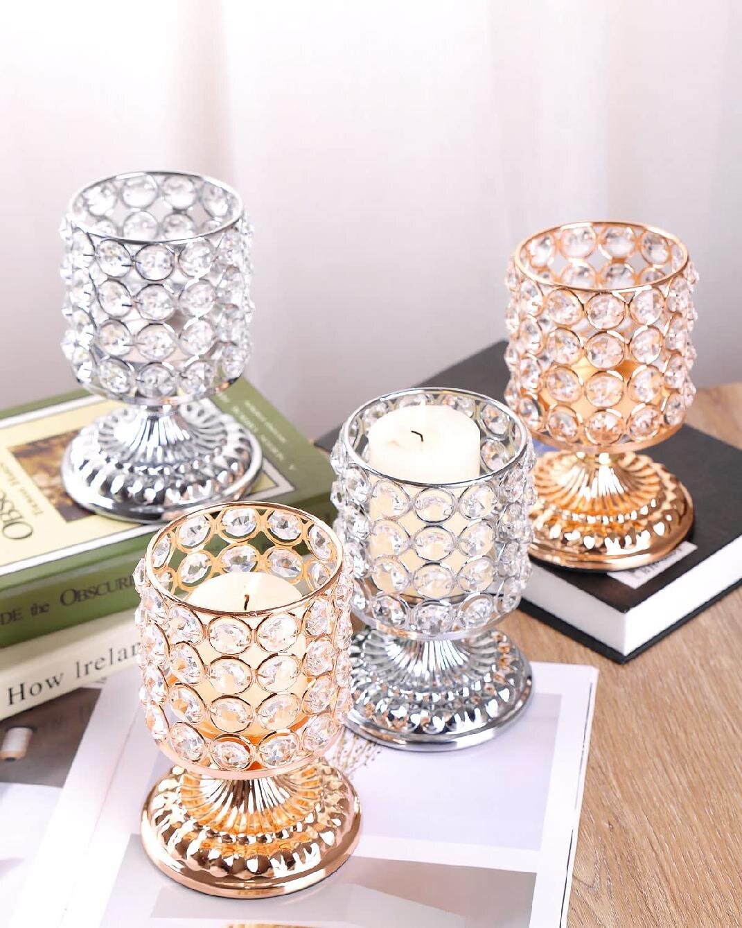 Clear Glass Candlestick Party Wedding Decoration Plant Candle Tea Light Holder 